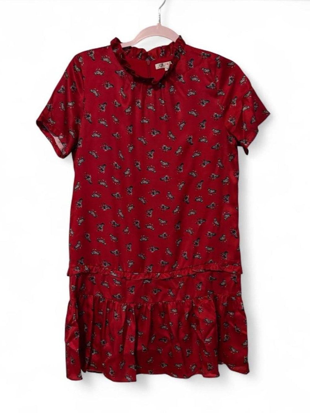 Joy joy red drop waist dress with adorable zebra print size M